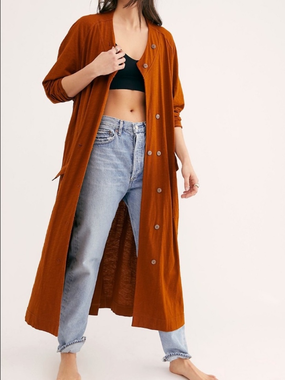 Free People intimately Free People button down maxi coatigan